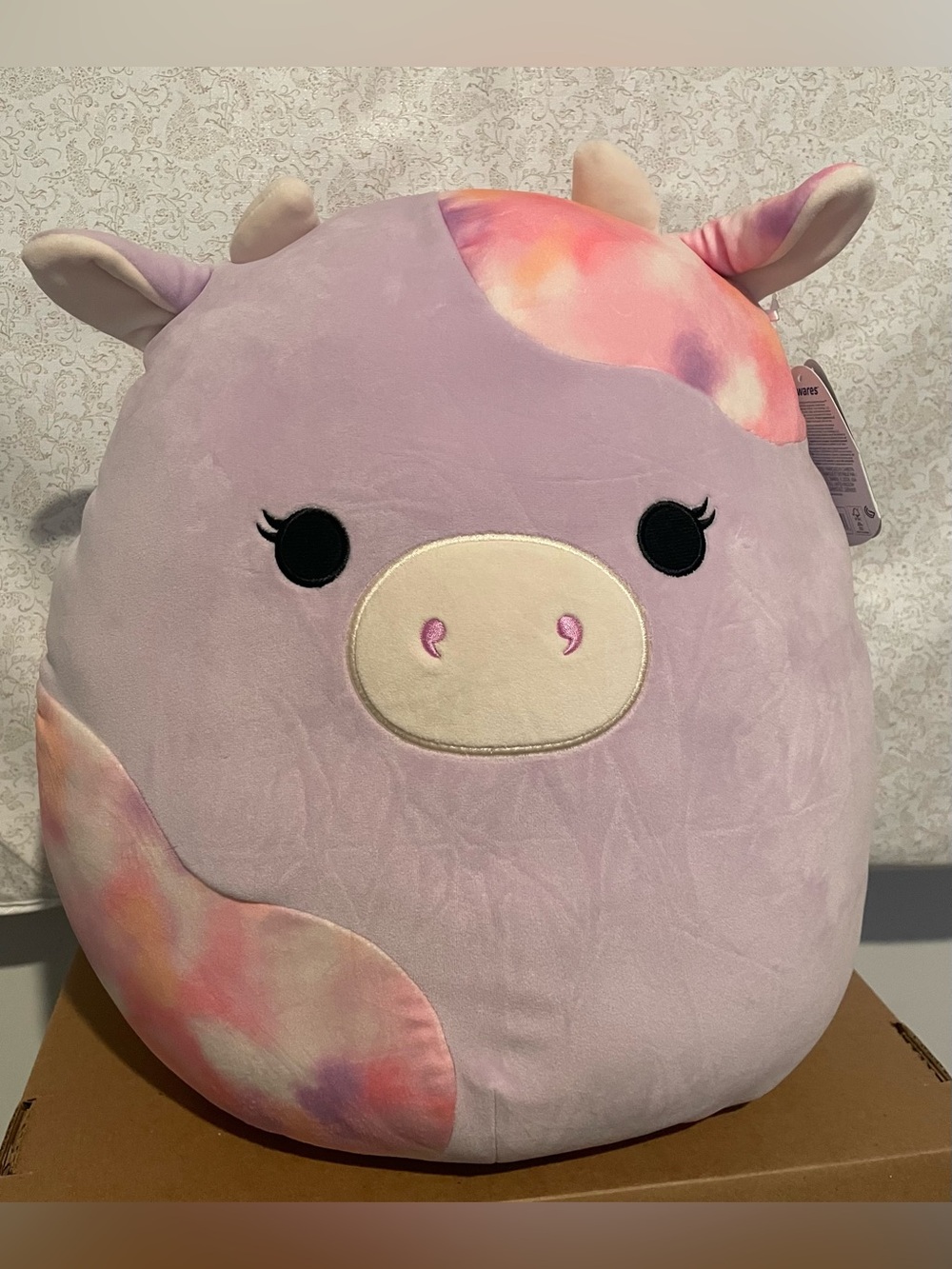 Squishmallows Suri Sunset Cow Plush 16" Inch Lavender Tie Dye Jazwares Soft NEW